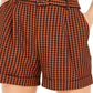 Bar III Women's Becca Tilley X Powersuit Gingham Belted Shorts Orange Size 14