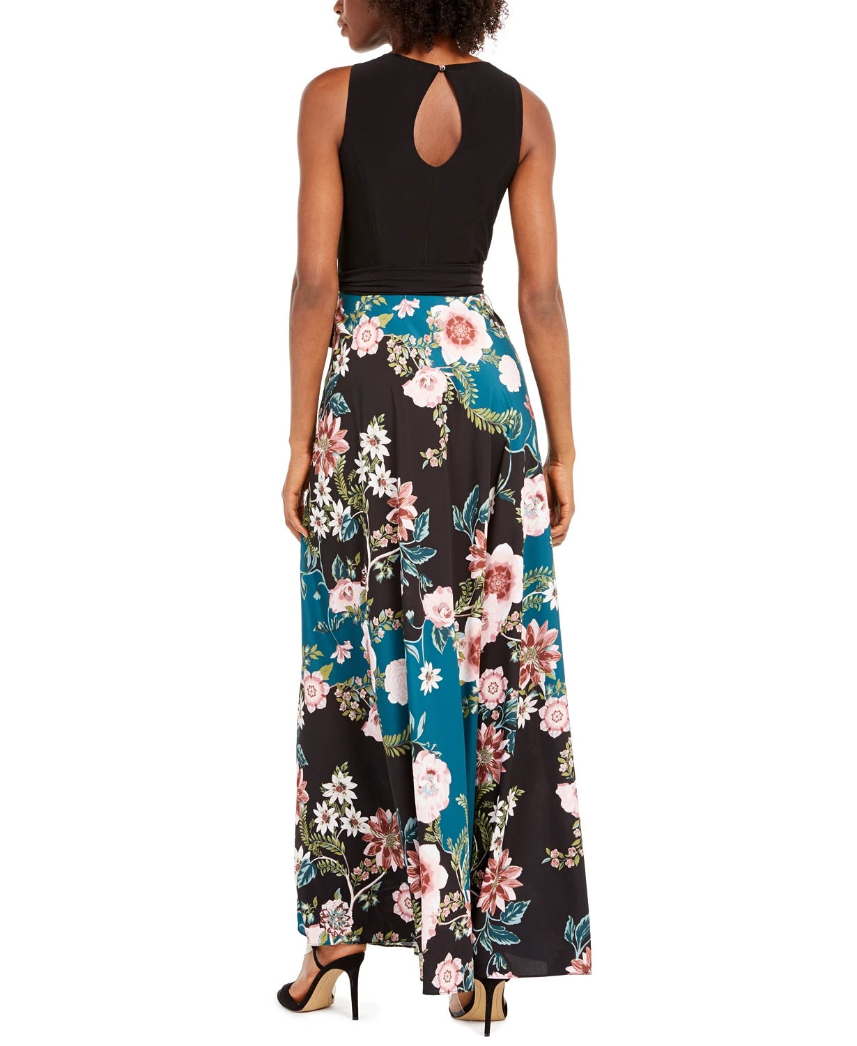 INC International Concepts Women's Petite 2 In 1 Keyhole-Back Maxi Dress Black Size 0P