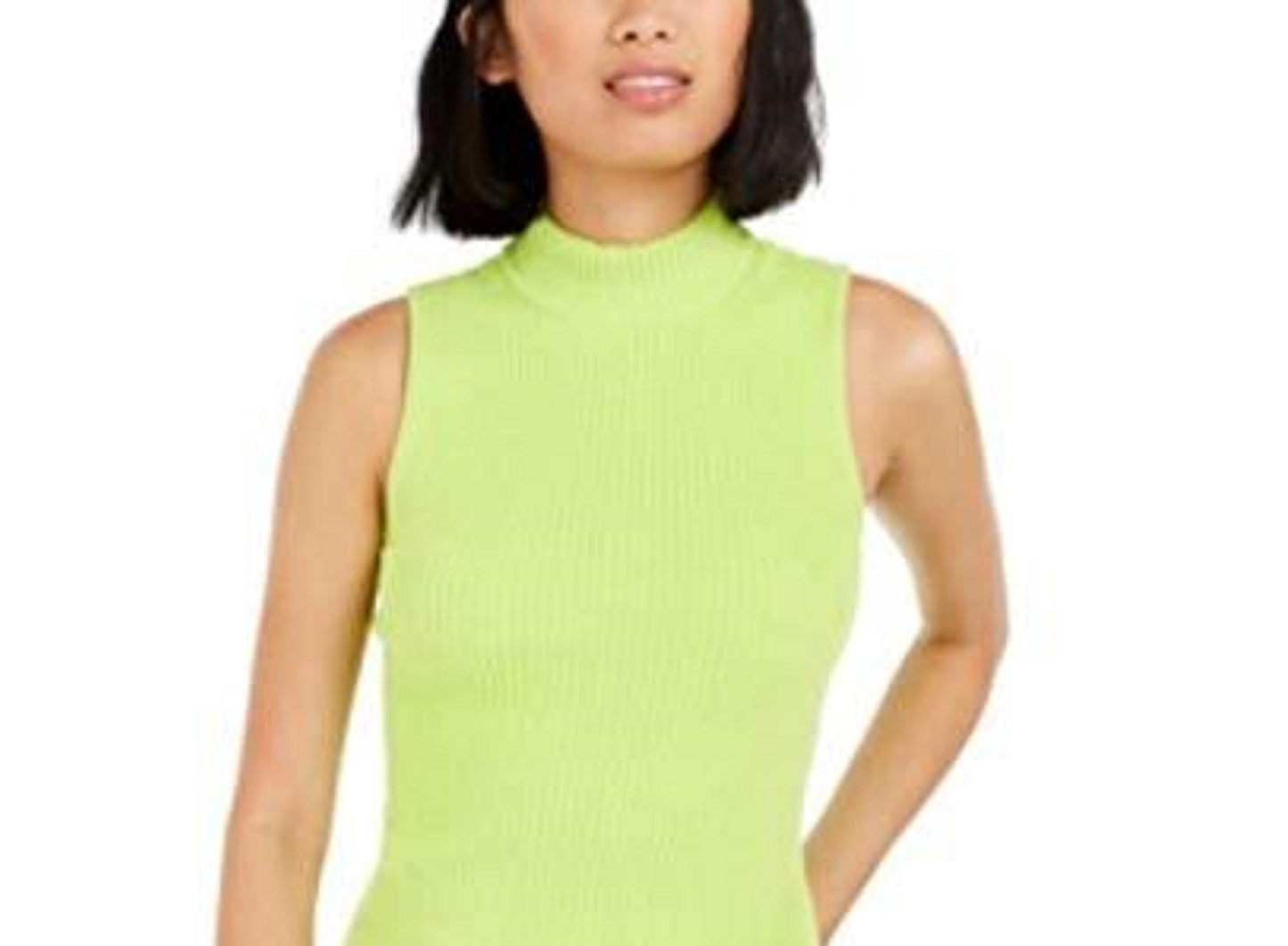 Bar III Women's Becca Tilley x Mock-Neck Sweater Tank Top Green Size Medium
