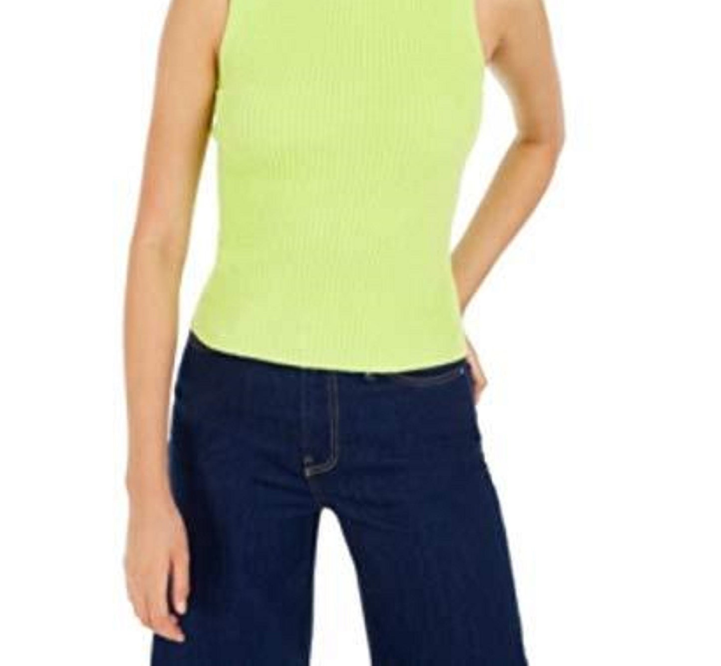 Bar III Women's Becca Tilley x Mock-Neck Sweater Tank Top Green Size Medium