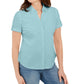 Karen Scott Women's Cotton Embroidered Shirt Blue Size Small