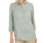 Charter Club Women's Woven Solid Tencel Shirt  Green Size X-Small