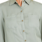 Charter Club Women's Woven Solid Tencel Shirt  Green Size X-Small