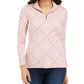 Charter Club Women's Printed Mock Neck Top Pink Size Petite Small