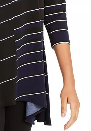 Alfani Women's Printed High Low Tunic Navy Size Medium