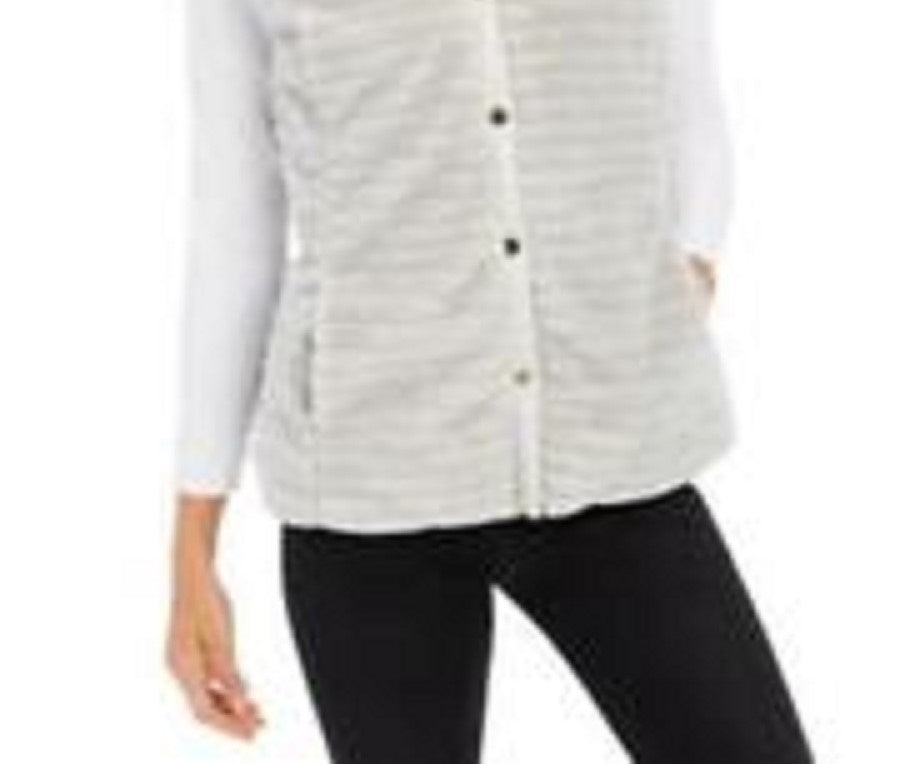 Charter Club Women's Faux-Fur Hooded Reversible Vest Silver Size Extra Small