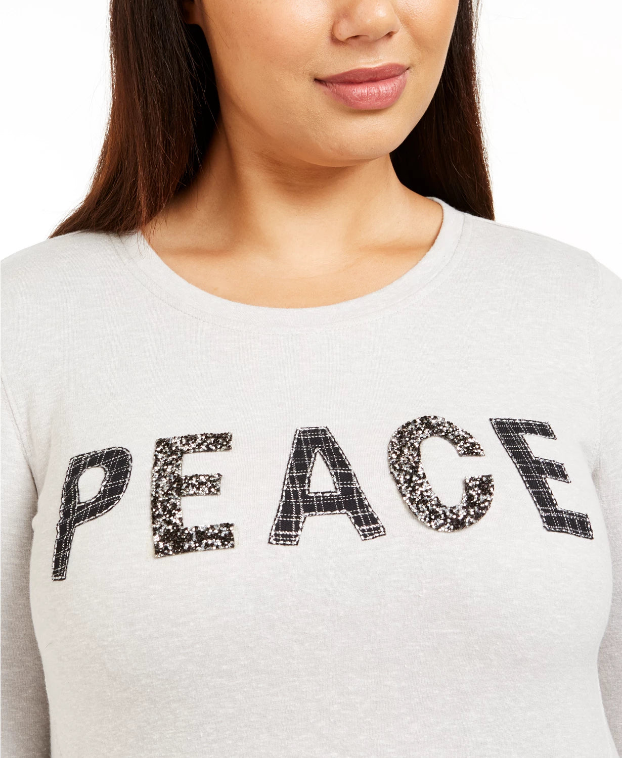 Style & Co Women's Embellished Long Sleeve Top Grey Size 2X