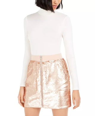 Bar III Women's Becca Tilley X Turtleneck Bodysuit White Size Large