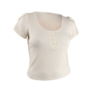 Bar III Women's Becca Tilley X Tulip Sleeve Henley Top White Size Large