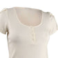 Bar III Women's Becca Tilley X Tulip Sleeve Henley Top White Size Large
