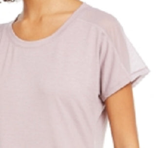 Ideology Women's Mesh-Trimmed T-Shirt Purple Size Large