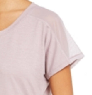 Ideology Women's Mesh-Trimmed T-Shirt Purple Size Small