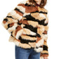 INC International Concepts Women's Faux Fur Calico Print Coat Black Size X-Small