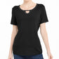 Karen Scott Women's Studded Keyhole Top Black Size Small