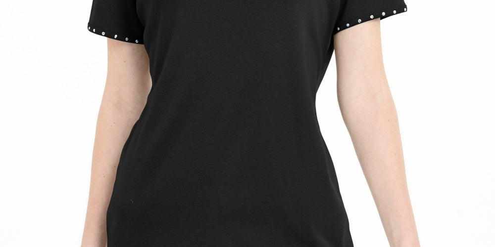 Karen Scott Women's Studded Keyhole Top Black Size Small