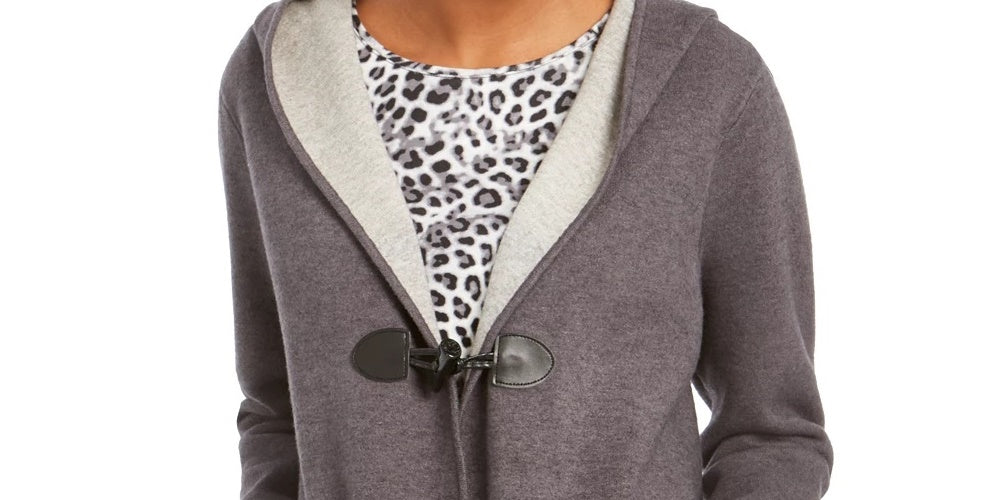 Charter Club Women's Hooded Coatigan Dark Gray Size Medium