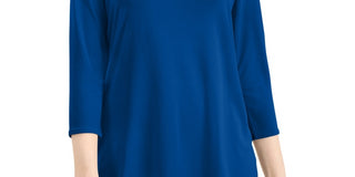 Alfani Women's Front Cutout Cold Shoulder Top Blue Size Medium