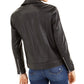 Bar III Women's Faux-Leather Moto Jacket Black Size XX Large