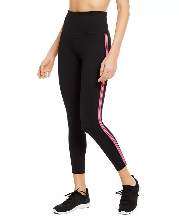 Ideology Women's Pop Stripe High-Waist Leggings Black Size X-Small