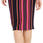 Bar III Women's Glitter Striped Below The Knee Pencil Skirt Pink Size Medium