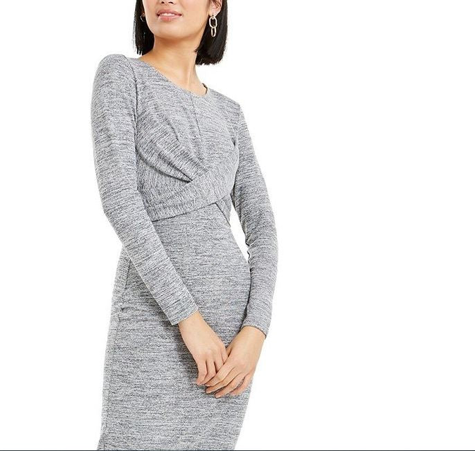 Bar III Women's Twist Front Dress Grey Size Large