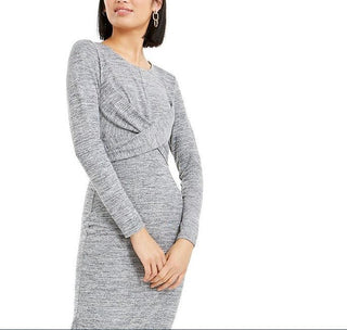 Bar III Women's Twist Front Dress Grey Size Large