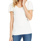 INC International Concepts Women's V Neck Flutter Sleeve Sweater White Size X-Small