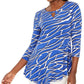 JM Collection Women's Chain-Print Grommet Tunic Navy Size Large