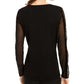 INC International Concepts Women's Lace & Velvet Illusion Sweater Black Size Large