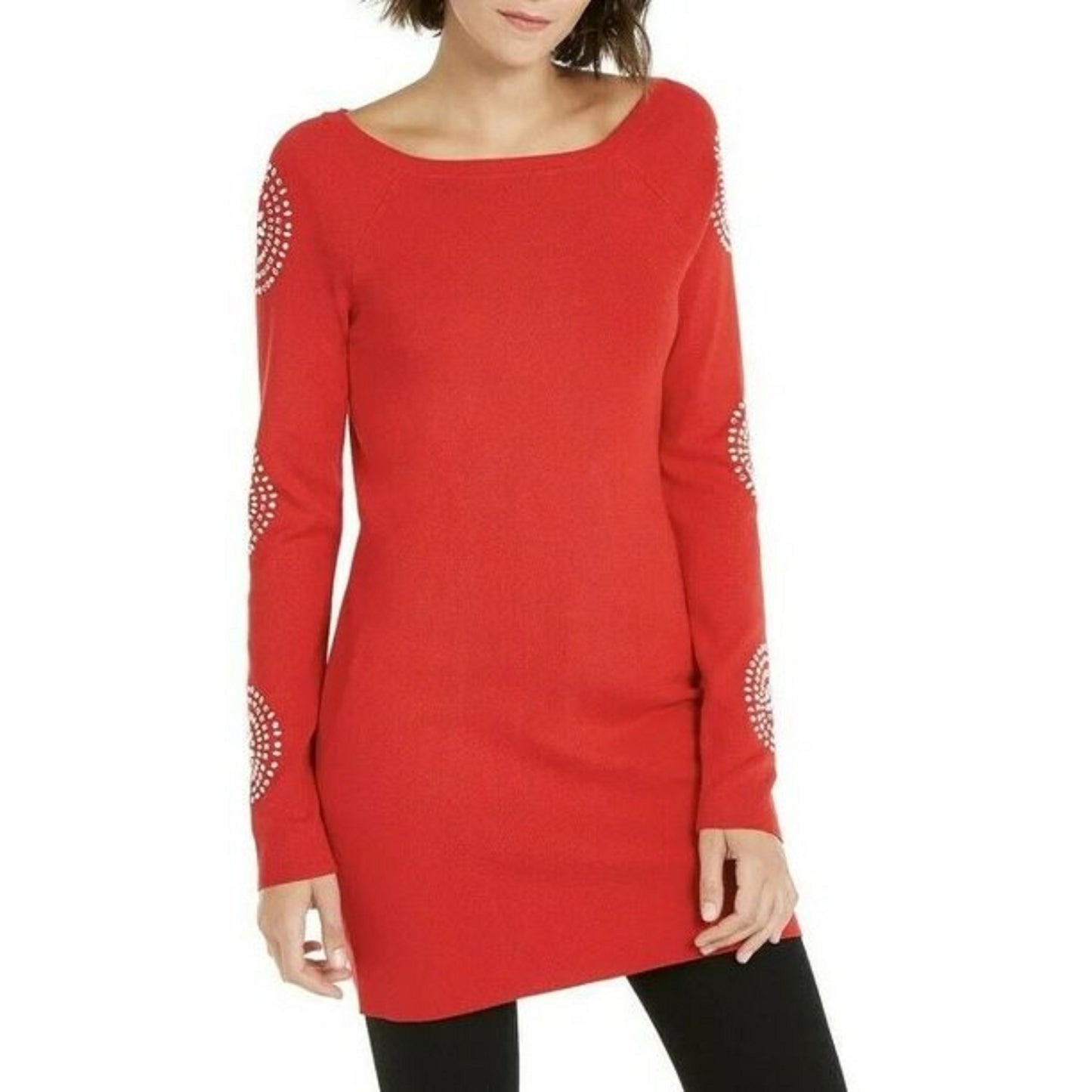 INC International Concepts Women's Medallion-Sleeve Tunic Red Size Extra Large