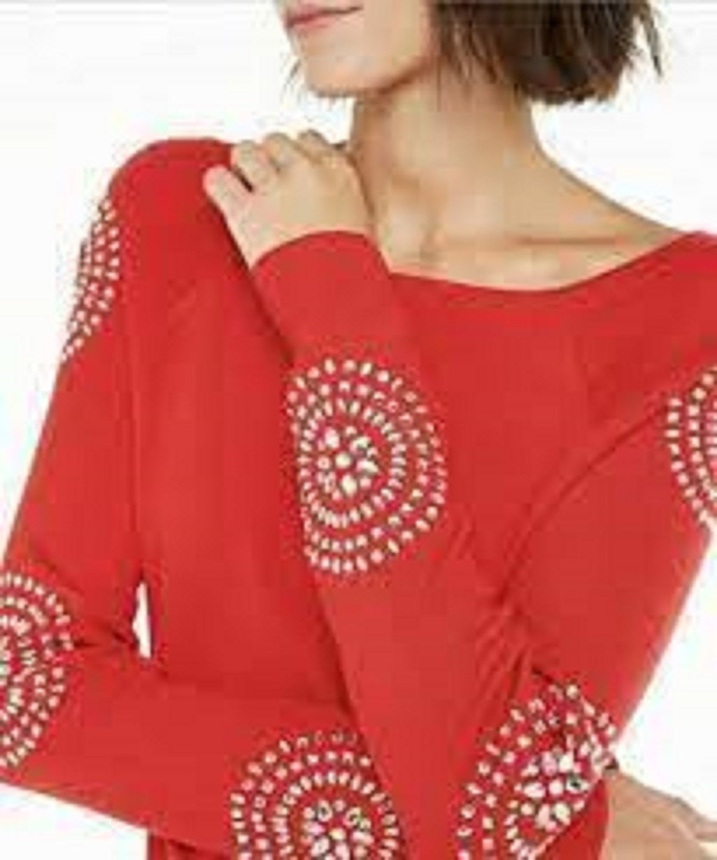 INC International Concepts Women's Medallion-Sleeve Tunic Red Size Extra Large