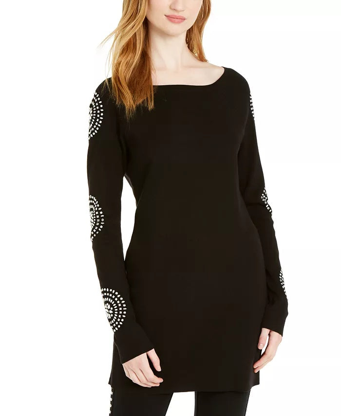 INC International Concepts Women's Petite Medallion-Sleeve Tunic Black Size Petite