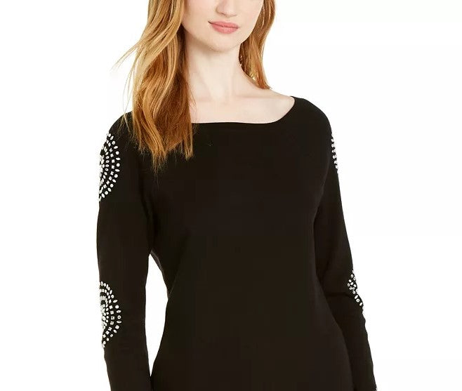INC International Concepts Women's Petite Medallion-Sleeve Tunic Black Size Petite