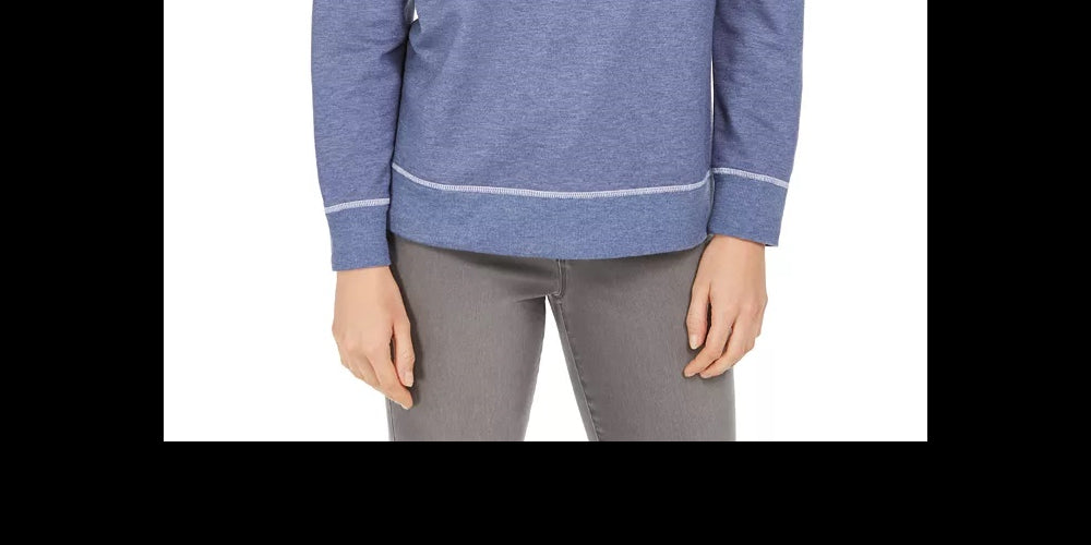 Style & Co Women's Contrast-Stitched Sweatshirt Navy Size Small