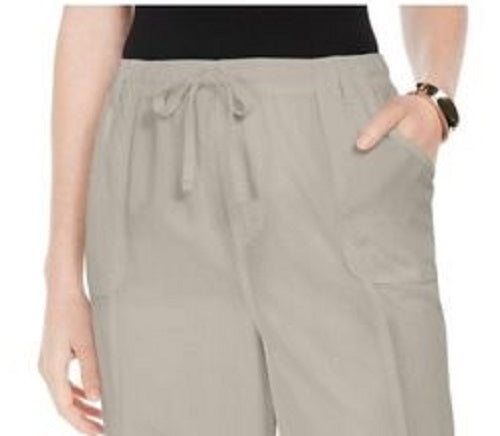 Karen Scott Women's Cropped Cotton Pull-On Pants Gray Size Small