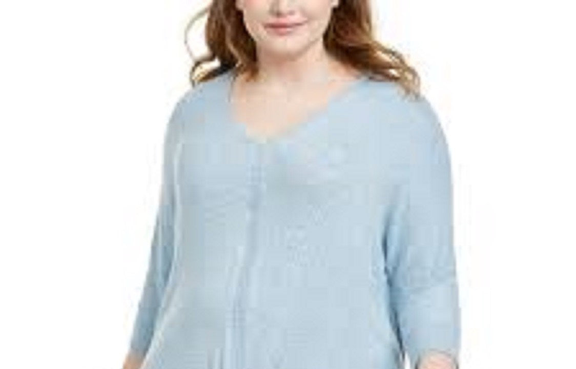 Style & Co Women's Plus Size Tie-Hem Sweater Purple Size 3X