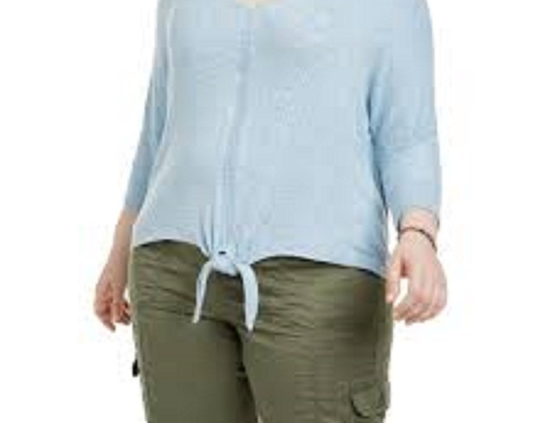 Style & Co Women's Plus Size Tie-Hem Sweater Purple Size 3X