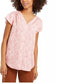 Style & Co Women's Floral Print Button Down Top Pink Size Small