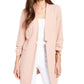 Alfani Women's Ruched Sleeve Open Front Blazer Pink Size Large