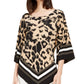 Alfani Women's Printed Point Hem Top Beige Size Large