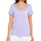 Karen Scott Women's Cotton Scalloped-Neck T-Shirt Purple Size Small