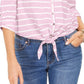 Style & Co Women's Printed Tie Front Top Pink Size X-Large
