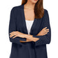 JM Collection Women's Mixed Ribbed Split Sleeve Cardigan Blue Size Small