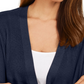 JM Collection Women's Mixed Ribbed Split Sleeve Cardigan Blue Size Small