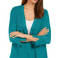 JM Collection Women's Mixed Ribbed Split Sleeve Cardigan Blue Size X-Small