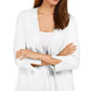 JM Collection Women's Mixed-Ribbed Split-Sleeve Cardigan White Size Small
