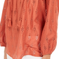 Style & Co Women's Eyelet Tassele Blouse Brown Size X-Small