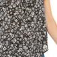 Style & Co Women's Smocked Split Neck Top Black Size Small