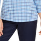 Charter Club Women's 3/4 Sleeve Printed Polo Top Blue Size Small