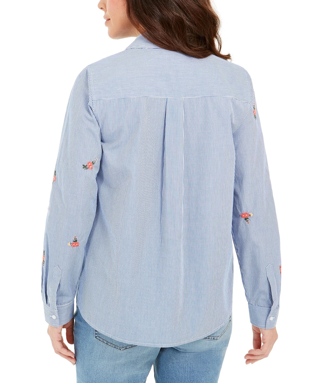 Charter Club Women's Printed Woven Shirt White Size Medium